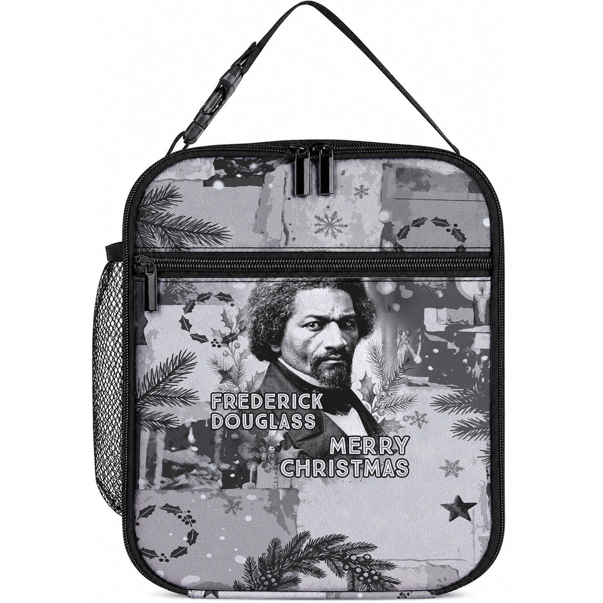 Frederick Douglass Christmas Lunch Bag Vintage Portrait Vintage Newspaper Collage Liberty Bell