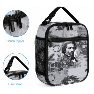 Frederick Douglass Christmas Lunch Bag Vintage Portrait Vintage Newspaper Collage Liberty Bell