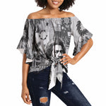 Frederick Douglass Christmas Off Shoulder Wrap Waist Top Vintage Portrait Vintage Newspaper Collage Liberty Bell