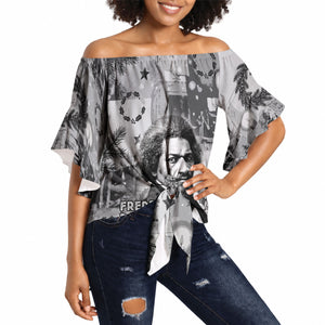 Frederick Douglass Christmas Off Shoulder Wrap Waist Top Vintage Portrait Vintage Newspaper Collage Liberty Bell