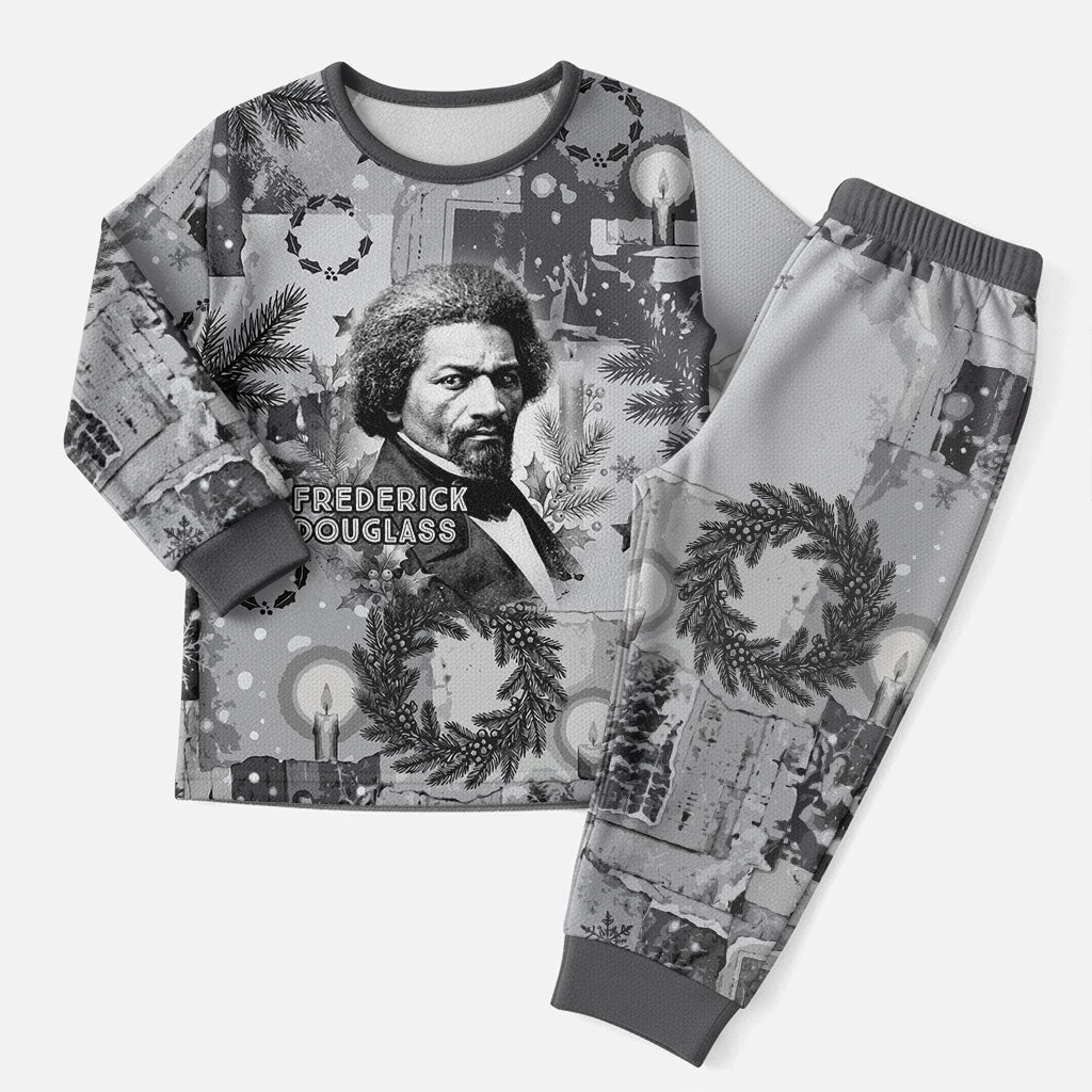 Frederick Douglass Christmas Pajama Set Vintage Portrait Vintage Newspaper Collage Liberty Bell