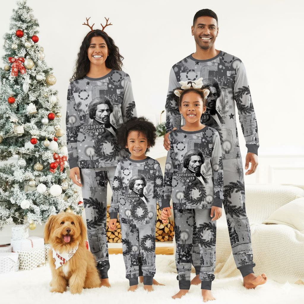 Frederick Douglass Christmas Pajama Set Vintage Portrait Vintage Newspaper Collage Liberty Bell