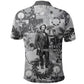 Frederick Douglass Christmas Polo Shirt Vintage Portrait Vintage Newspaper Collage Liberty Bell