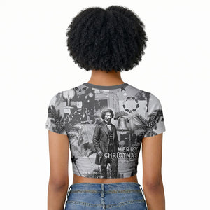Frederick Douglass Christmas Raglan Cropped T shirt Vintage Portrait Vintage Newspaper Collage Liberty Bell