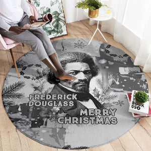 Frederick Douglass Christmas Round Carpet Vintage Portrait Vintage Newspaper Collage Liberty Bell