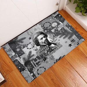 Frederick Douglass Christmas Rubber Doormat Vintage Portrait Vintage Newspaper Collage Liberty Bell