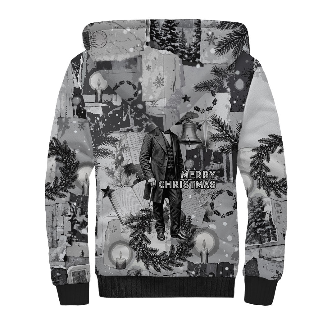 Frederick Douglass Christmas Sherpa Hoodie Vintage Portrait Vintage Newspaper Collage Liberty Bell