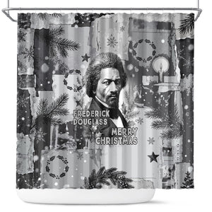 Frederick Douglass Christmas Shower Curtain Vintage Portrait Vintage Newspaper Collage Liberty Bell