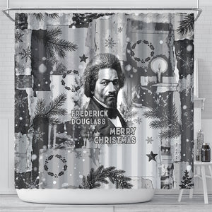 Frederick Douglass Christmas Shower Curtain Vintage Portrait Vintage Newspaper Collage Liberty Bell