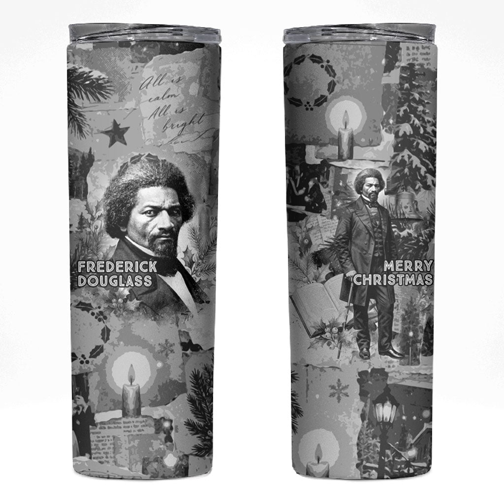 Frederick Douglass Christmas Skinny Tumbler Vintage Portrait Vintage Newspaper Collage Liberty Bell