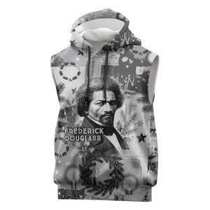 Frederick Douglass Christmas Sleeveless Hoodie Vintage Portrait Vintage Newspaper Collage Liberty Bell