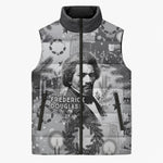 Frederick Douglass Christmas Sleeveless Puffer Jacket Vintage Portrait Vintage Newspaper Collage Liberty Bell