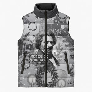 Frederick Douglass Christmas Sleeveless Puffer Jacket Vintage Portrait Vintage Newspaper Collage Liberty Bell