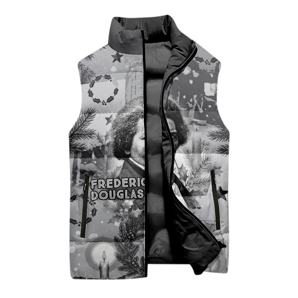 Frederick Douglass Christmas Sleeveless Puffer Jacket Vintage Portrait Vintage Newspaper Collage Liberty Bell