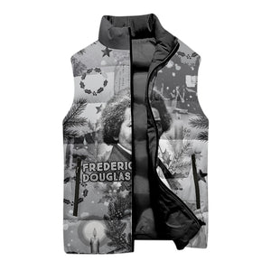 Frederick Douglass Christmas Sleeveless Puffer Jacket Vintage Portrait Vintage Newspaper Collage Liberty Bell