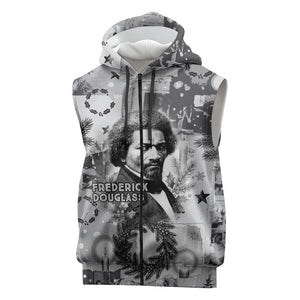 Frederick Douglass Christmas Sleeveless Zip Hoodie Vintage Portrait Vintage Newspaper Collage Liberty Bell