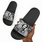 Frederick Douglass Christmas Slide Sandals Vintage Portrait Vintage Newspaper Collage Liberty Bell