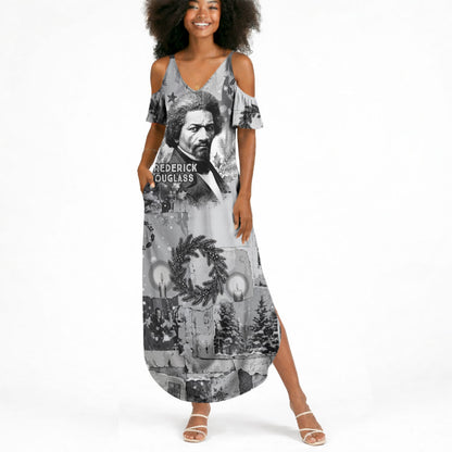 Frederick Douglass Christmas Summer Maxi Dress Vintage Portrait Vintage Newspaper Collage Liberty Bell