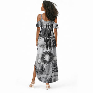 Frederick Douglass Christmas Summer Maxi Dress Vintage Portrait Vintage Newspaper Collage Liberty Bell