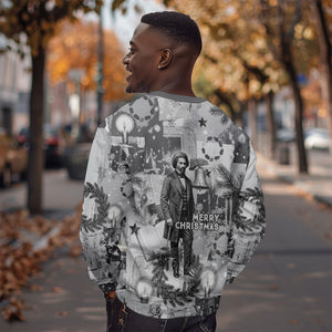 Frederick Douglass Christmas Sweatshirt Vintage Portrait Vintage Newspaper Collage Liberty Bell