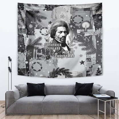 Frederick Douglass Christmas Tapestry Vintage Portrait Vintage Newspaper Collage Liberty Bell