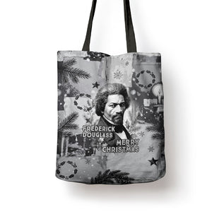 Frederick Douglass Christmas Tote Bag Vintage Portrait Vintage Newspaper Collage Liberty Bell