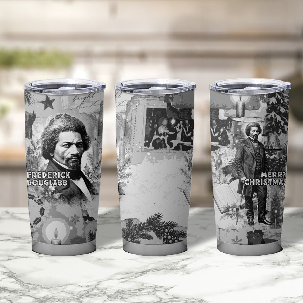 Frederick Douglass Christmas Tumbler Cup Vintage Portrait Vintage Newspaper Collage Liberty Bell