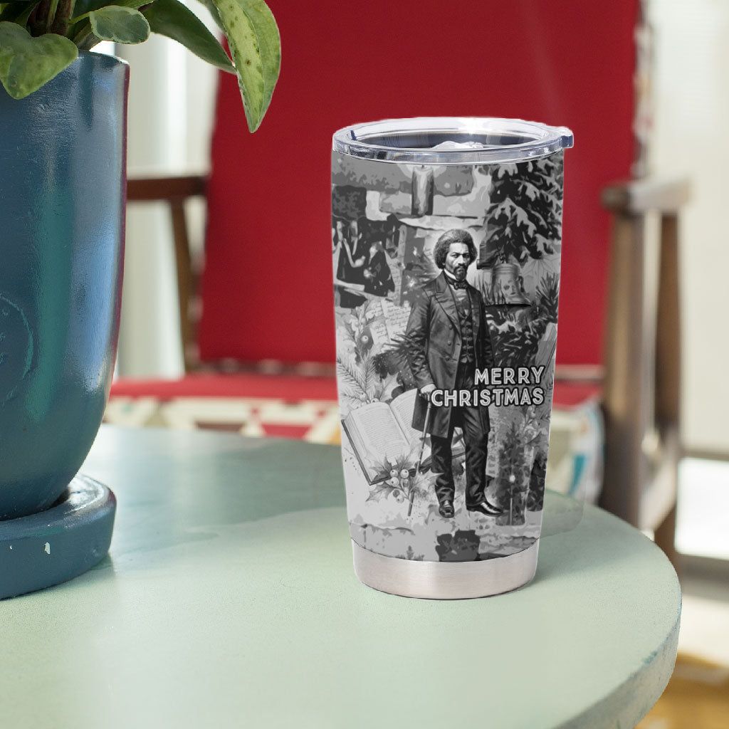 Frederick Douglass Christmas Tumbler Cup Vintage Portrait Vintage Newspaper Collage Liberty Bell