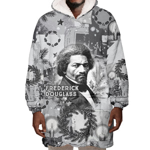 Frederick Douglass Christmas Wearable Blanket Hoodie Vintage Portrait Vintage Newspaper Collage Liberty Bell