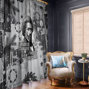 Frederick Douglass Christmas Window Curtain Vintage Portrait Vintage Newspaper Collage Liberty Bell