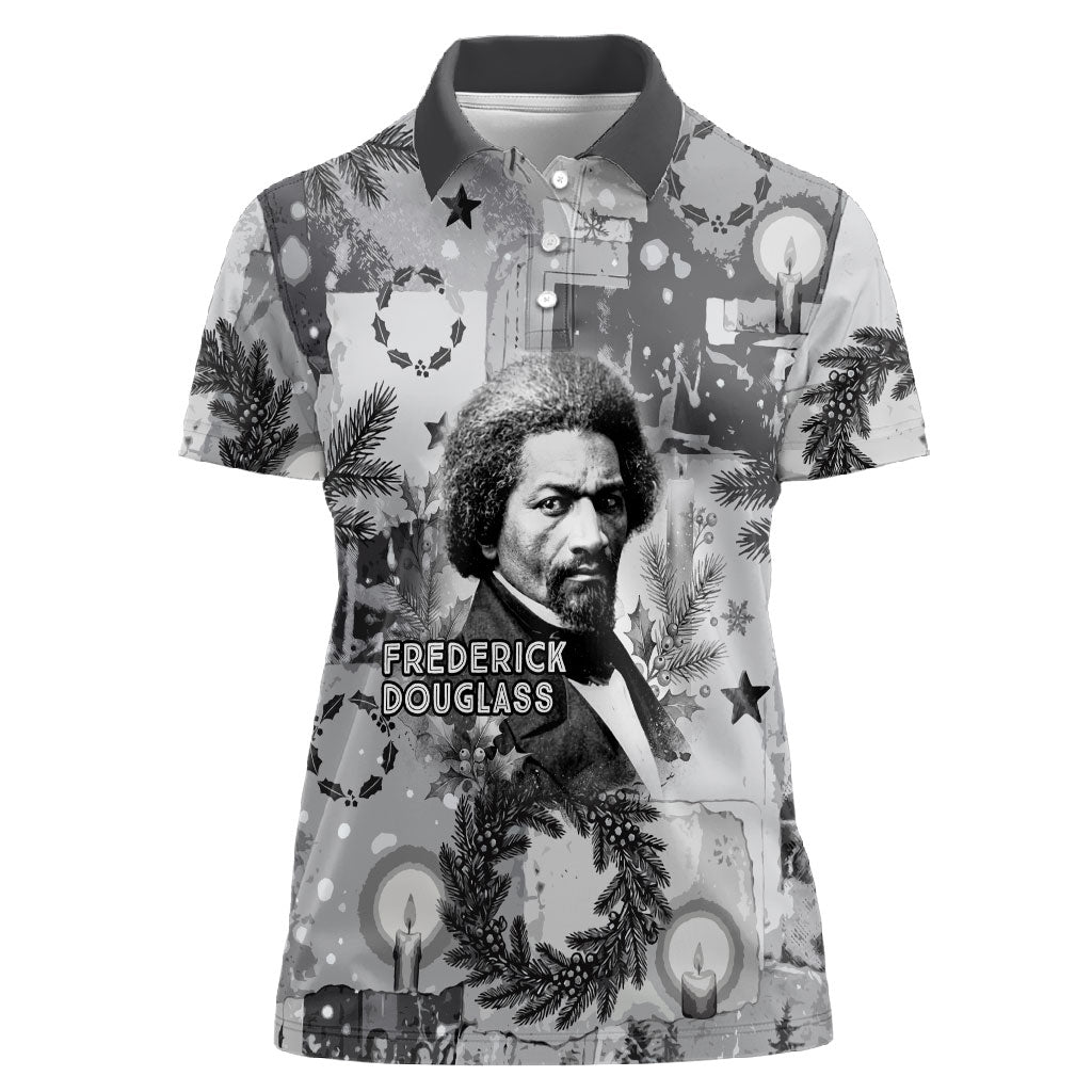 Frederick Douglass Christmas Women Polo Shirt Vintage Portrait Vintage Newspaper Collage Liberty Bell