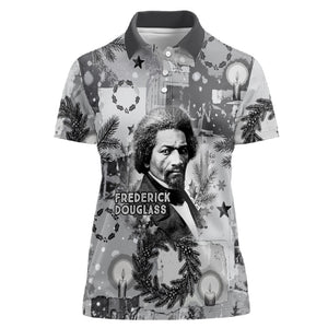 Frederick Douglass Christmas Women Polo Shirt Vintage Portrait Vintage Newspaper Collage Liberty Bell
