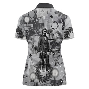 Frederick Douglass Christmas Women Polo Shirt Vintage Portrait Vintage Newspaper Collage Liberty Bell