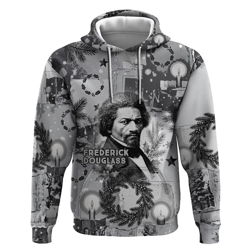 Frederick Douglass Christmas Zip Hoodie Vintage Portrait Vintage Newspaper Collage Liberty Bell