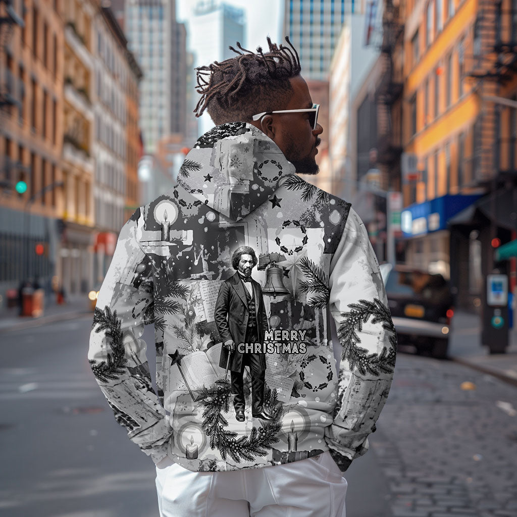 Frederick Douglass Christmas Zip Hoodie Vintage Portrait Vintage Newspaper Collage Liberty Bell