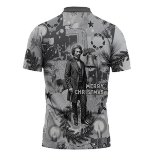 Frederick Douglass Christmas Zipper Polo Shirt Vintage Portrait Vintage Newspaper Collage Liberty Bell