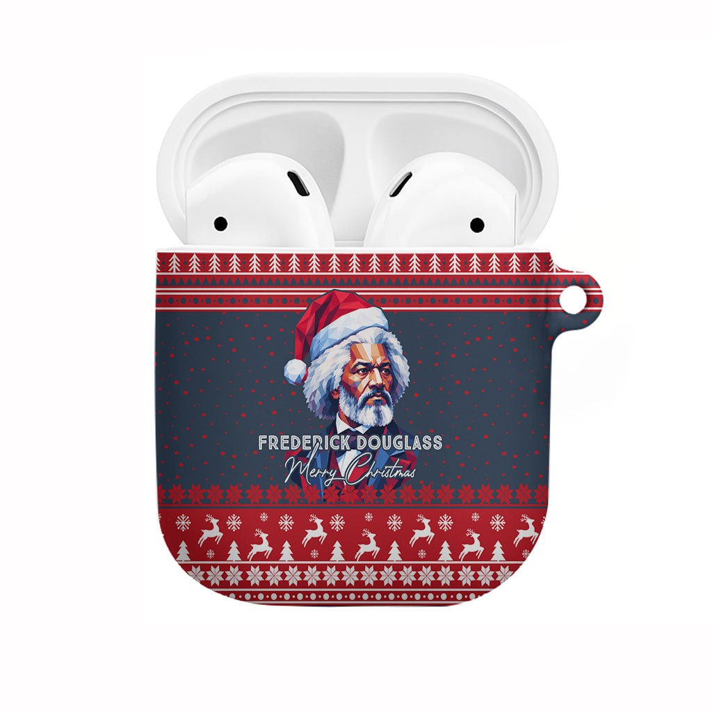 Frederick Douglass Christmas AirPods Case Power Concedes Nothing Quote Ugly Sweater Knitted Pattern