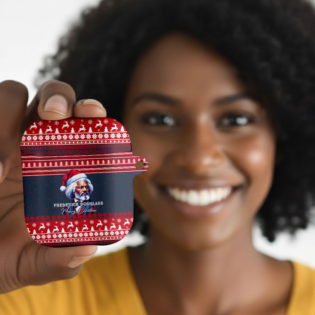 Frederick Douglass Christmas AirPods Case Power Concedes Nothing Quote Ugly Sweater Knitted Pattern