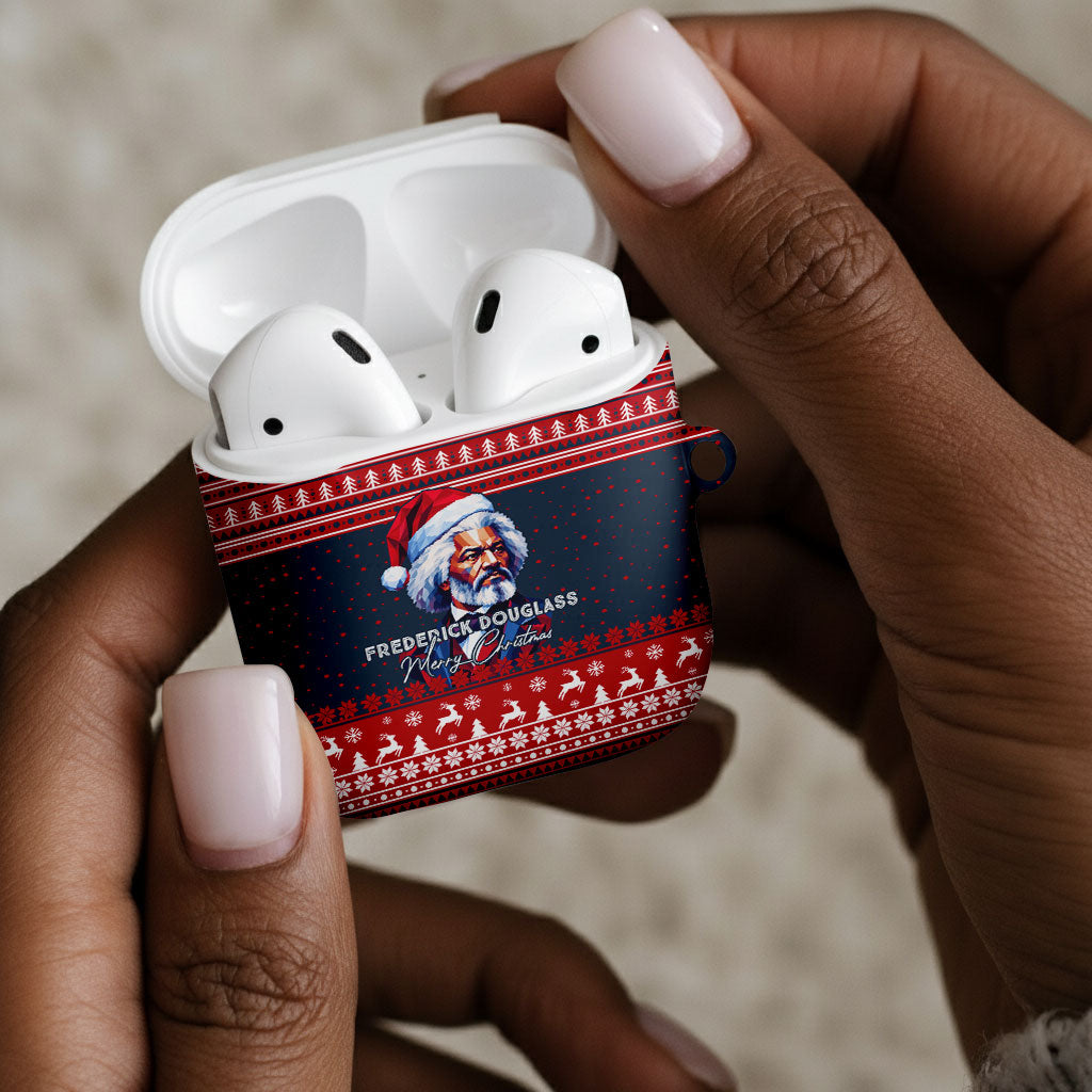 Frederick Douglass Christmas AirPods Case Power Concedes Nothing Quote Ugly Sweater Knitted Pattern