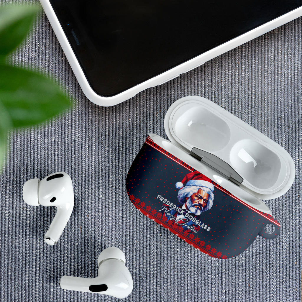 Frederick Douglass Christmas AirPods Case Power Concedes Nothing Quote Ugly Sweater Knitted Pattern