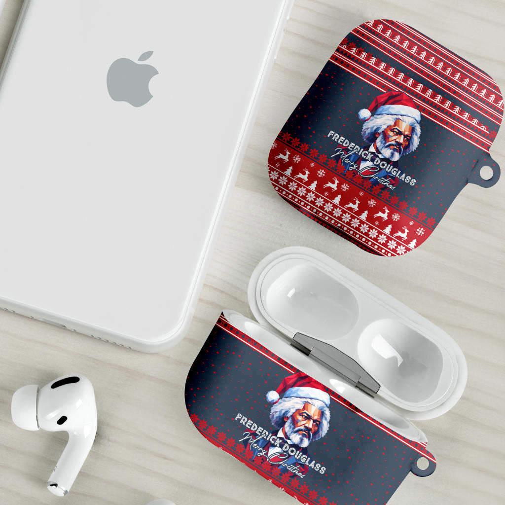 Frederick Douglass Christmas AirPods Case Power Concedes Nothing Quote Ugly Sweater Knitted Pattern