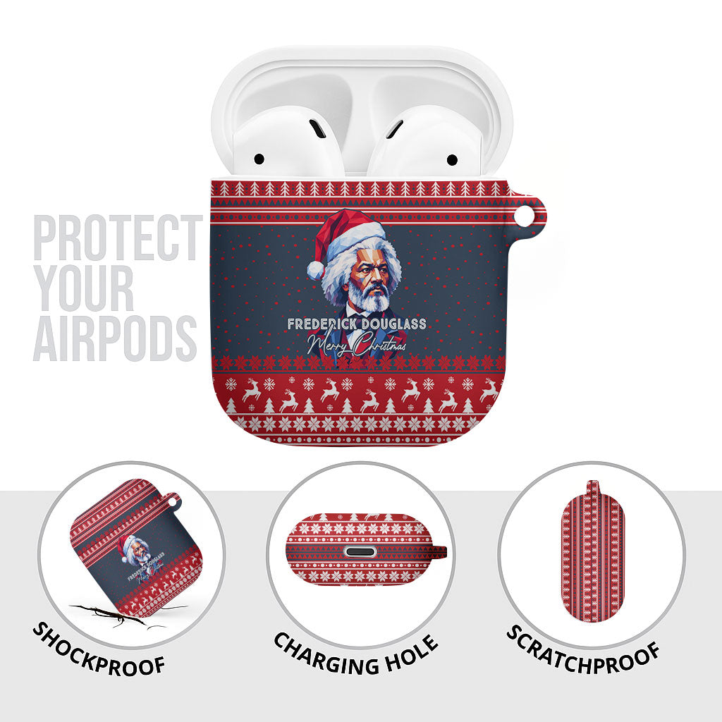 Frederick Douglass Christmas AirPods Case Power Concedes Nothing Quote Ugly Sweater Knitted Pattern