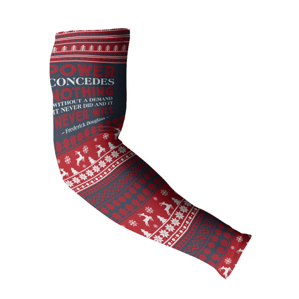 Frederick Douglass Christmas Arm Sleeves Power Concedes Nothing Quote Ugly Sweater Knitted Pattern