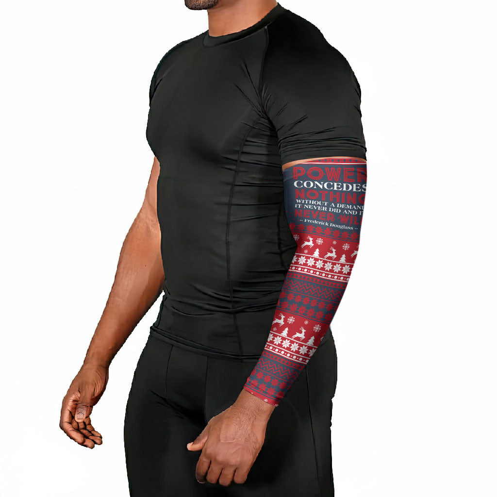 Frederick Douglass Christmas Arm Sleeves Power Concedes Nothing Quote Ugly Sweater Knitted Pattern