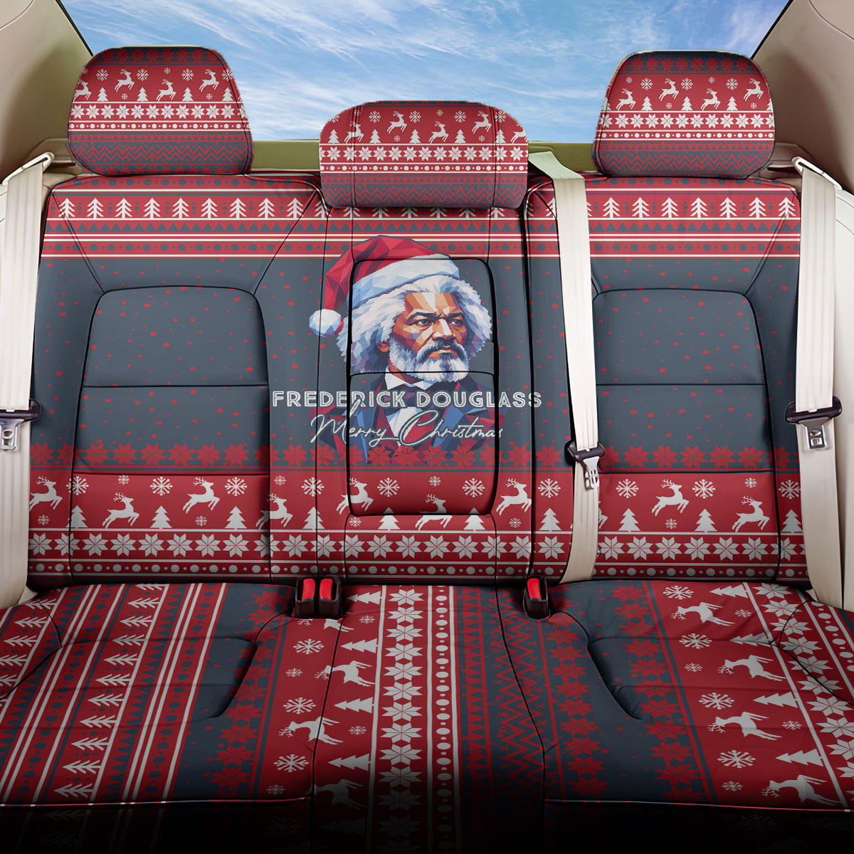 Frederick Douglass Christmas Back Car Seat Cover Power Concedes Nothing Quote Ugly Sweater Knitted Pattern