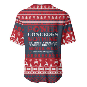 Frederick Douglass Christmas Baseball Jersey Power Concedes Nothing Quote Ugly Sweater Knitted Pattern