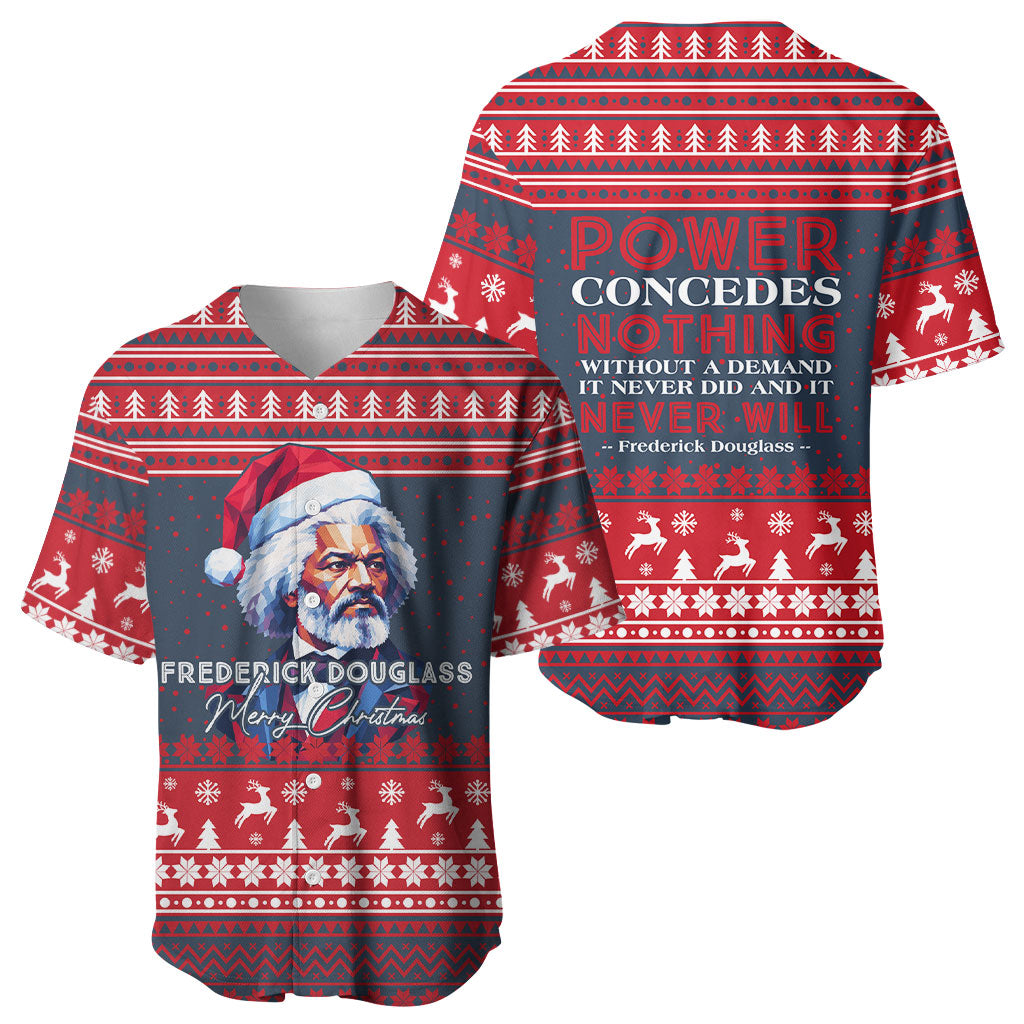 Frederick Douglass Christmas Baseball Jersey Power Concedes Nothing Quote Ugly Sweater Knitted Pattern