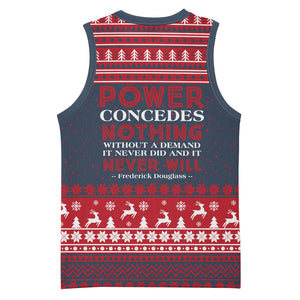 Frederick Douglass Christmas Basketball Jersey Power Concedes Nothing Quote Ugly Sweater Knitted Pattern