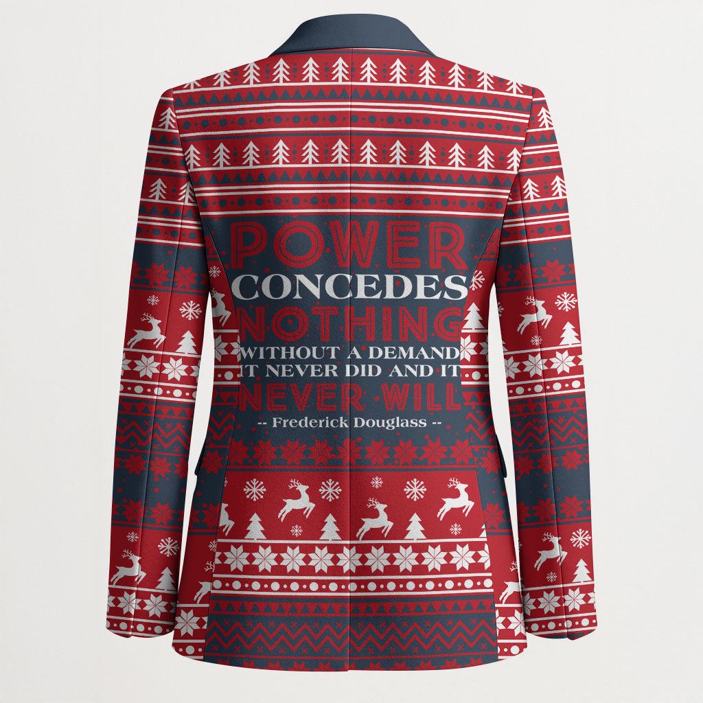 Frederick Douglass Christmas Blazer Power Concedes Nothing Quote Ugly Sweater Knitted Pattern