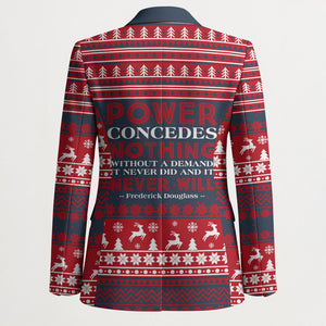Frederick Douglass Christmas Blazer Power Concedes Nothing Quote Ugly Sweater Knitted Pattern